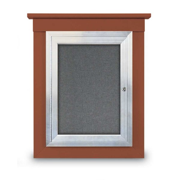 72"x48" 3-Door Enclosed Letterboard, Blue Felt/Walnut